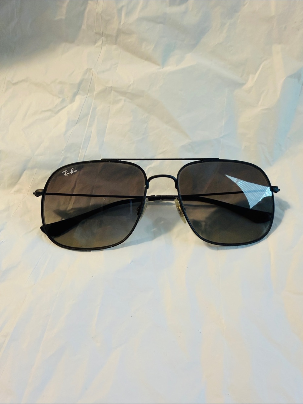 Ray-Ban Sunglasses Black Metal Square Double Bridge 59-17 Gradient Lenses